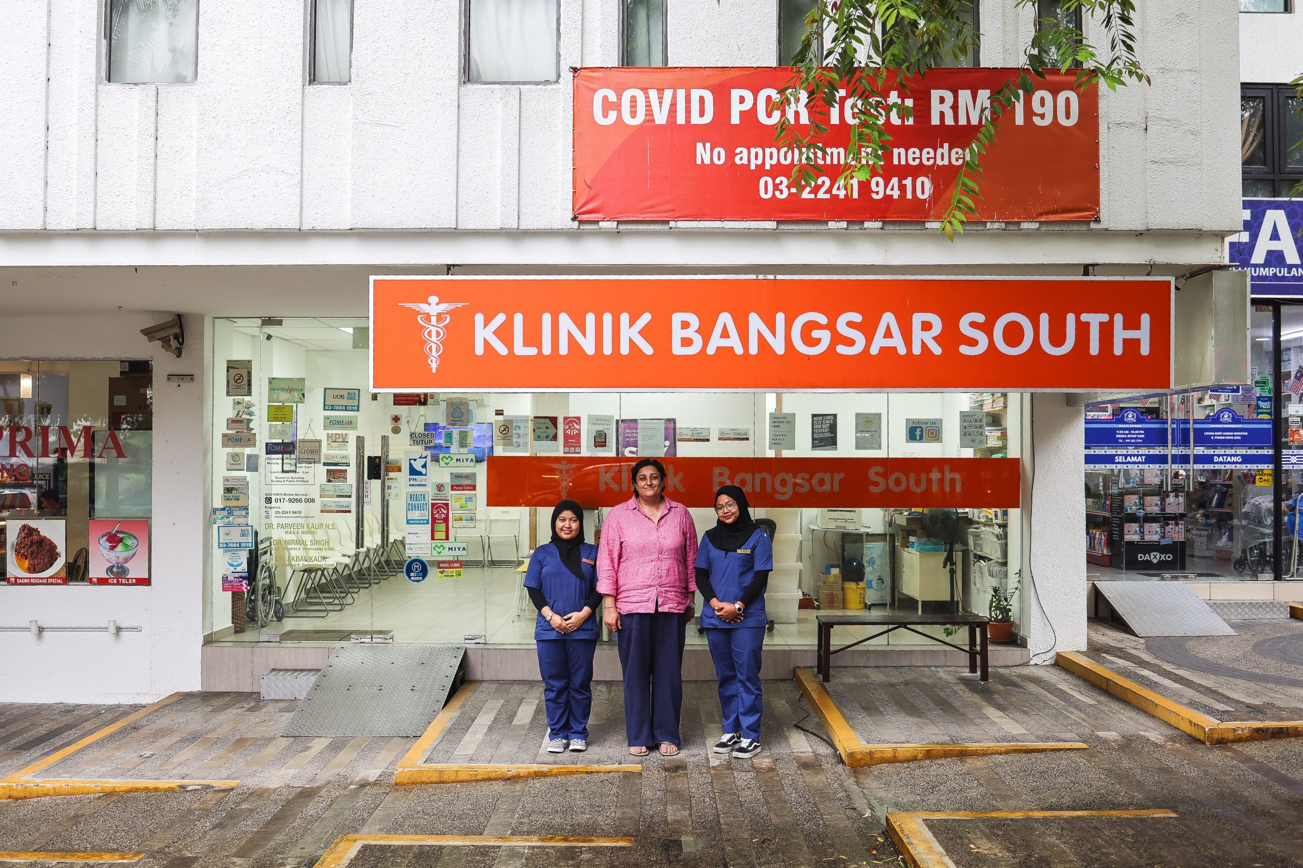Klinik Bangsar South, doctor and staff outside the clinic